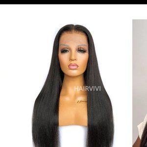 Victoria Real Human Hair Wig Pre-Plucked Straight Wig HD Lace - 18" / Large 23.5